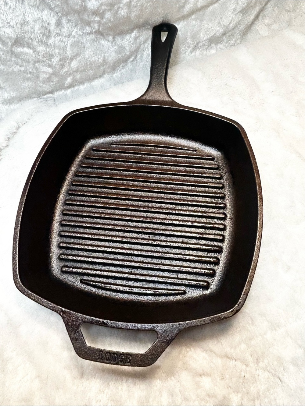 Lodge Cast Iron 10" Square Cookware Seasoned Double Handled Grill Skillet Pan